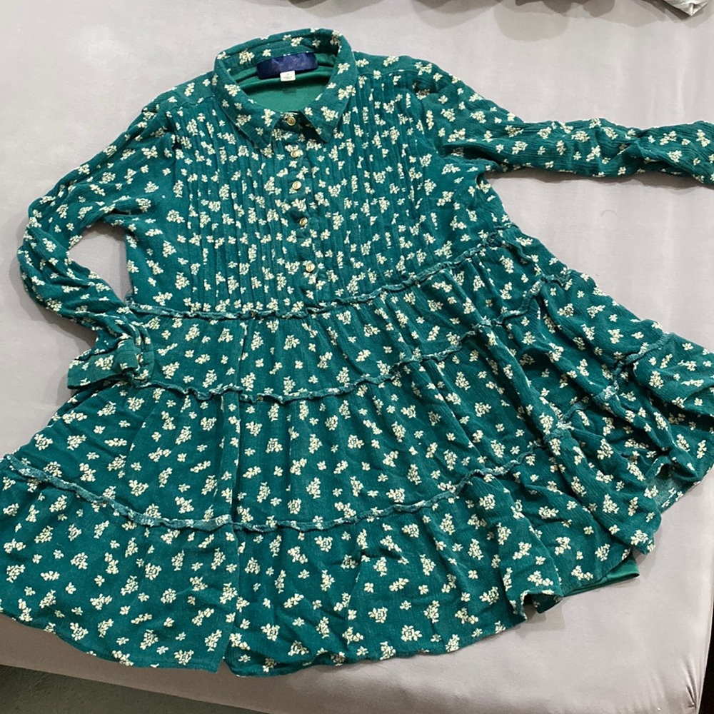 Blue Rain emerald with flowers dress